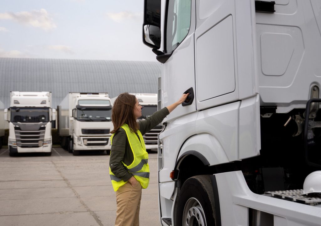 full-shot-woman-fixing-truck